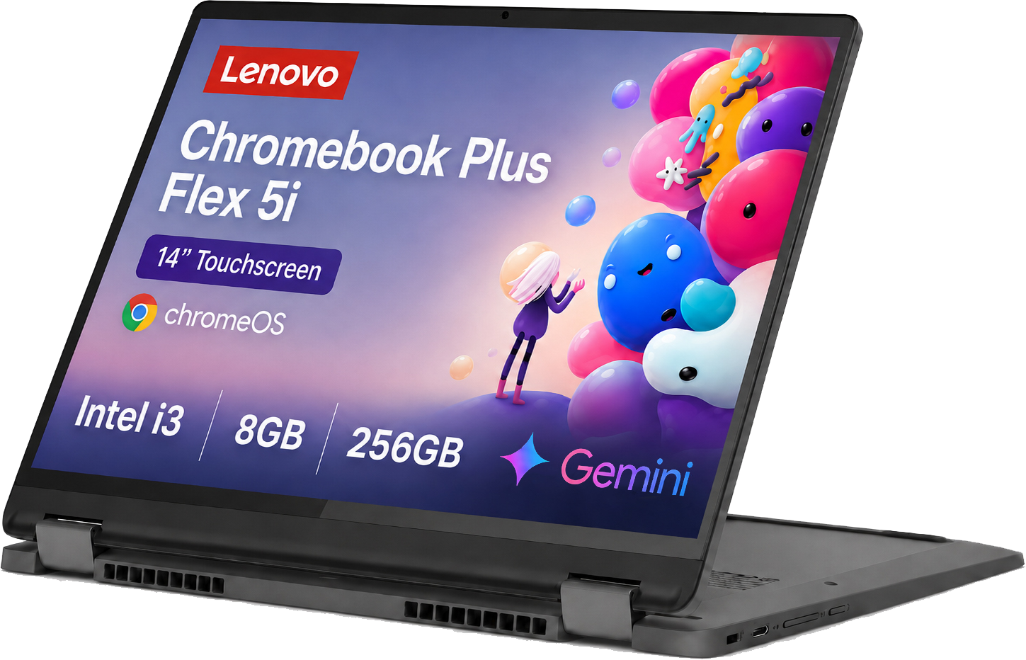 Lenovo - Flex 5i Chromebook Plus Laptop with Gemini -14" FHD+ Touchscreen - Intel Core i3 - 8GB RAM - 256GB SSD - Chrome OS - Gray