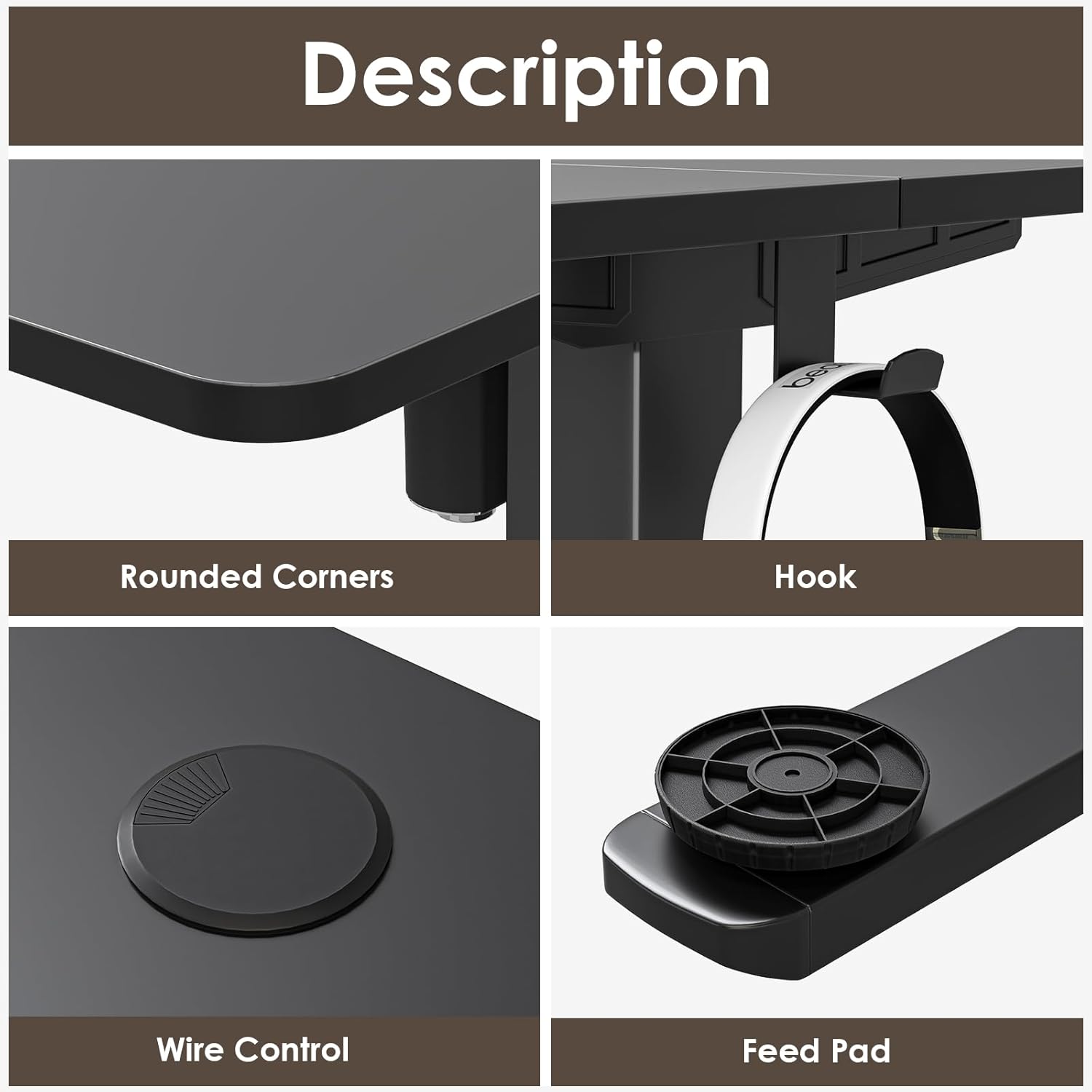 Description

- Rounded Corners
- Hook
- Wire Control
- Feed Pad