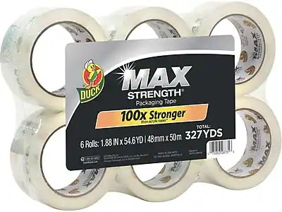 MAX STRENGTH
Packaging Tape
100x Stronger than acrylic tapes
6 Rolls: 1.88 IN x 54.6 YD | 48 mm x 50 m
TOTAL: 327 YDS