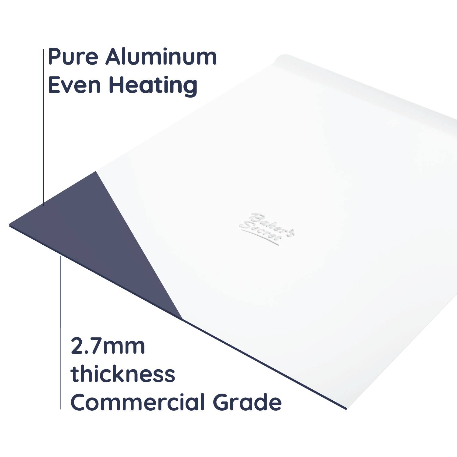 Pure Aluminum  
Even Heating  

2.7mm thickness  
Commercial Grade