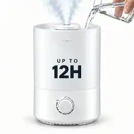 AMUMU - 3L Top Fill Ultrasonic Cool Mist Humidifier Adjustable Mist Control Quiet Operation Night Light Auto Shut-Off - White