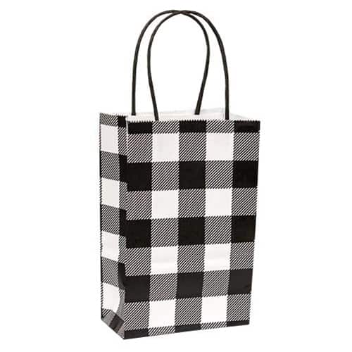 BreeBe - Black & White Buffalo Check Gift Bag Small - Black, White