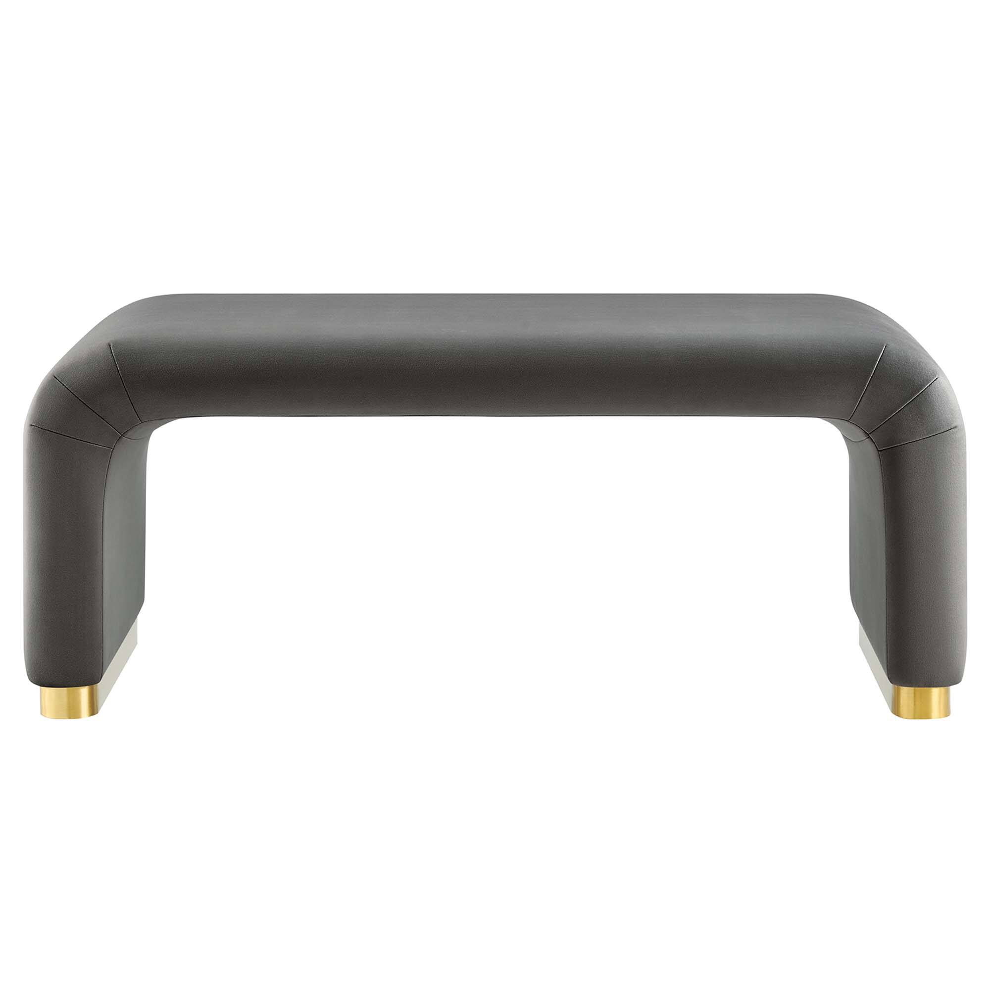 Alt View 4. Modway - Koda Performance Velvet Waterfall Ottoman by Modway - Brass Storm Gray.