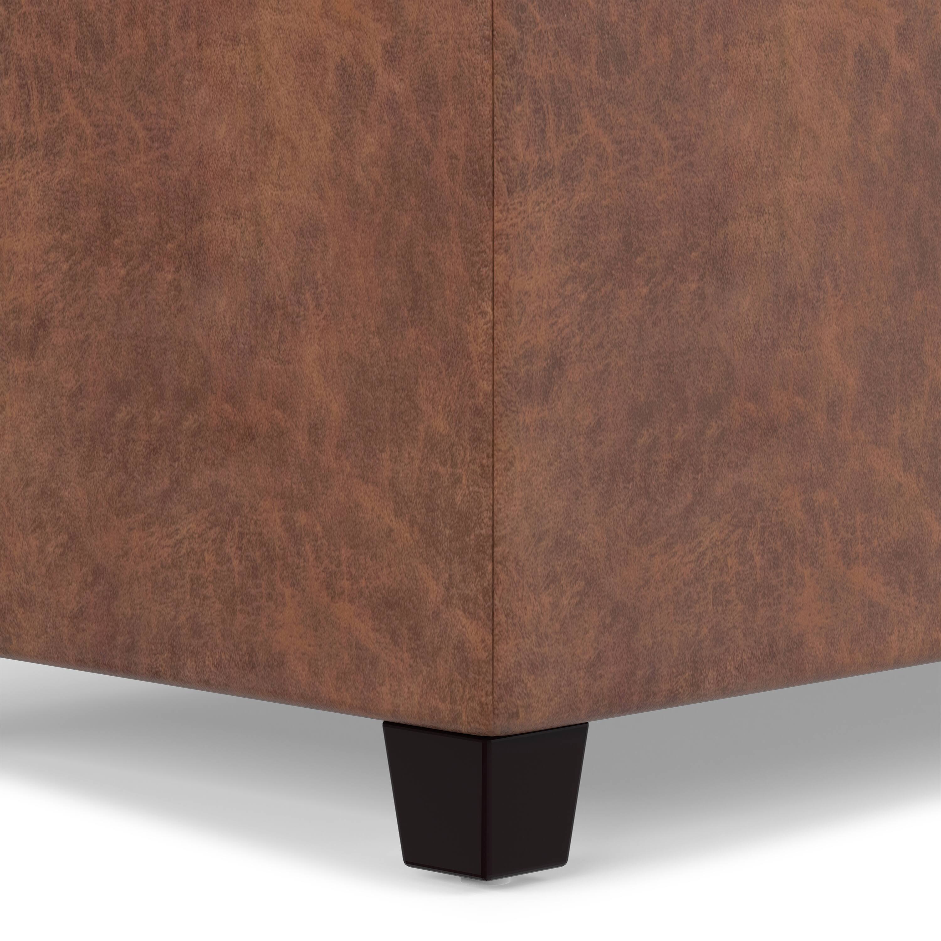 Alt View 7. Simpli Home - Sienna 33 inch Wide Storage Ottoman Bench in Distressed Saddle Brown Vegan Leather - Distressed Saddle Brown.