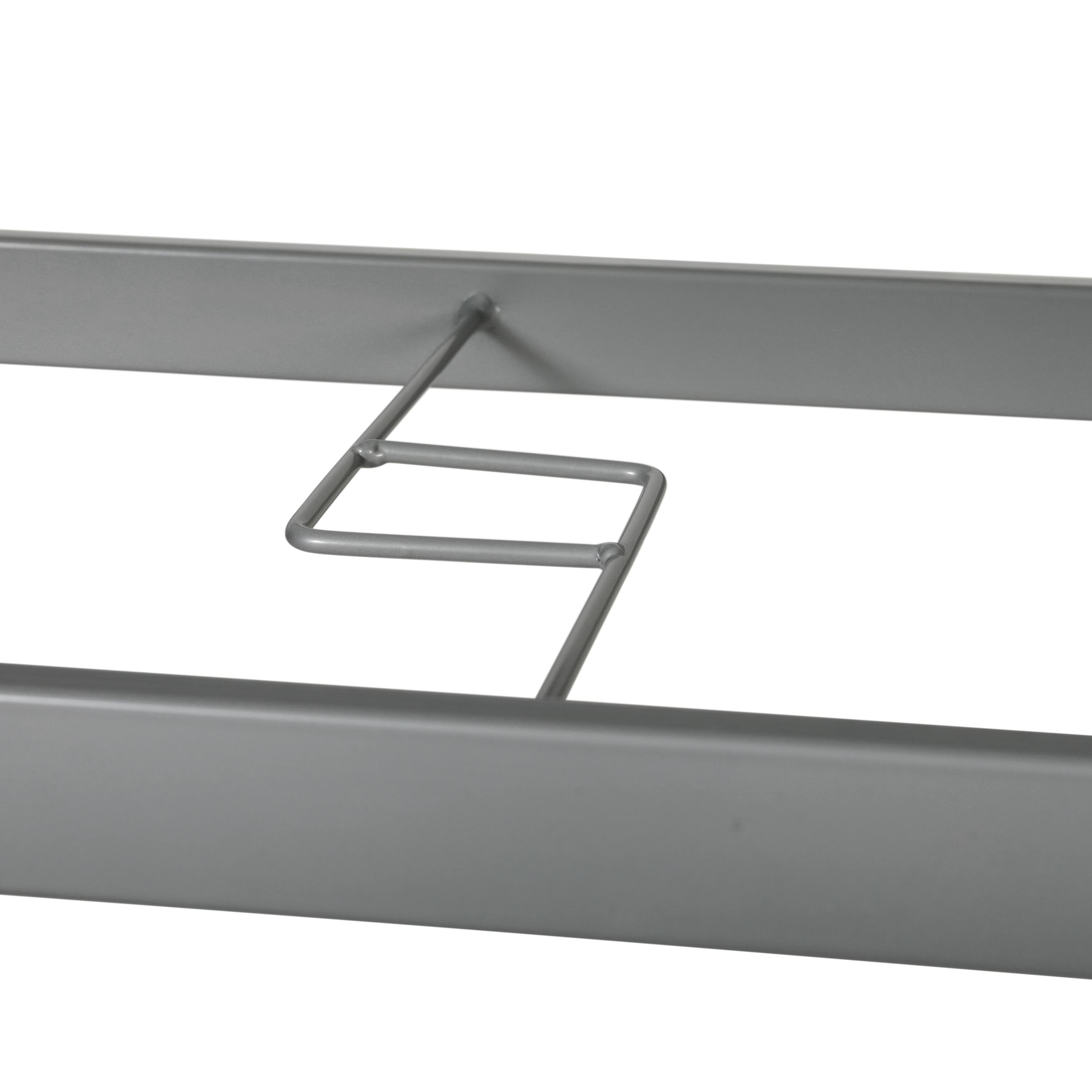 Alt View 9. Emma + Oliver - Tala Rectangular Tempered Glass Top Patio Table with Umbrella Hole and Black Steel Tube Frame - Clear Top/Silver Frame.