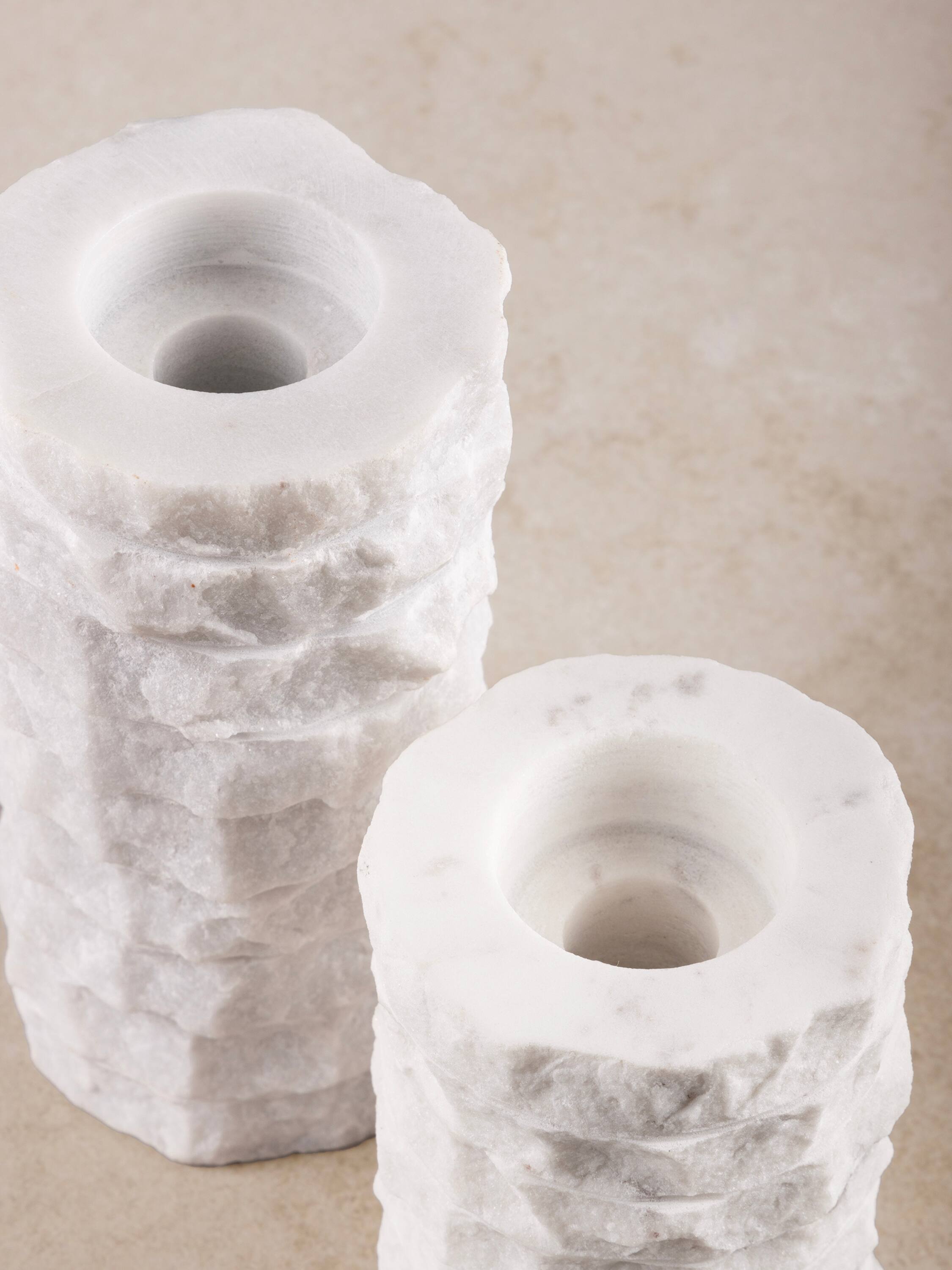 Left. GAURI KOHLI - Flores Candle Holders - Shades of white.