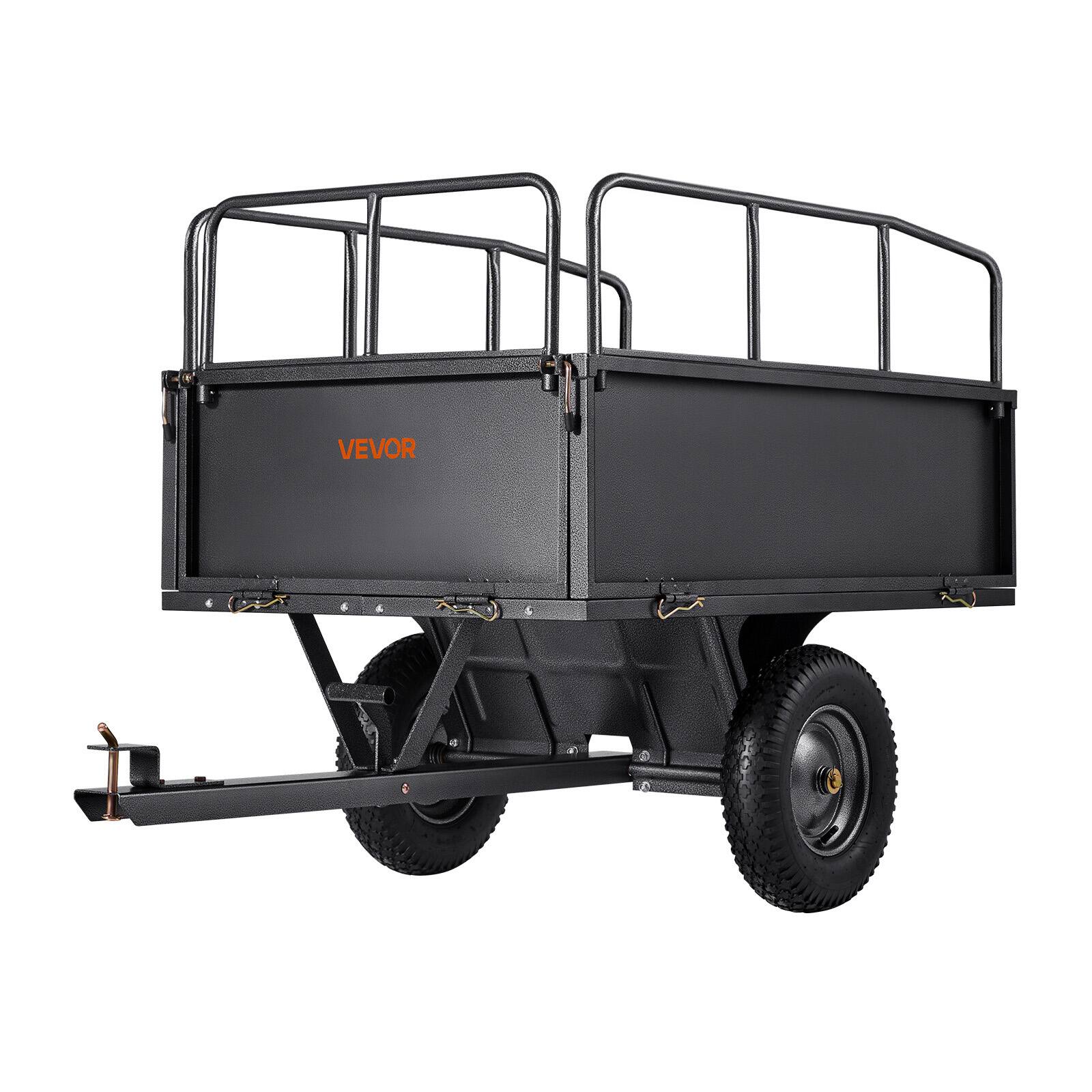 Alt View 5. VEVOR - Garden Utility Trailer, 17 Cu. Ft & 600lbs Capacity, ATV UTV Hauling Trailer, Tow Behind Steel Dump Cart with 16" Tires - Black.