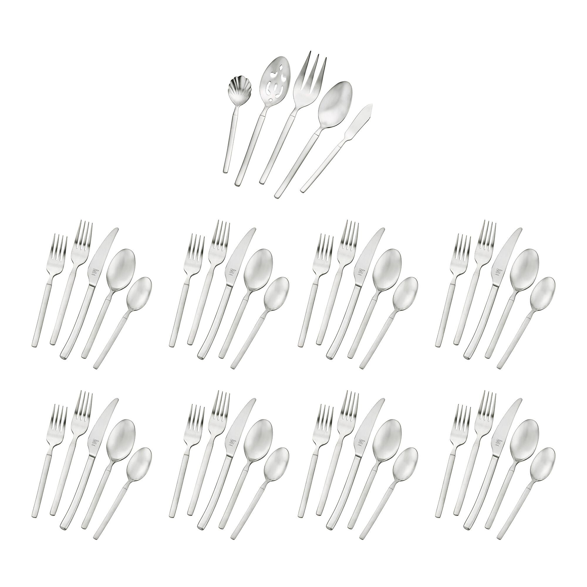 Alt View 7. ZWILLING - ZWILLING Satin Opus 45-Pc Stainless Steel Flatware Set , Dishwasher Safe, Service for 8, Matte Finish (not polished) - Stainless Steel.