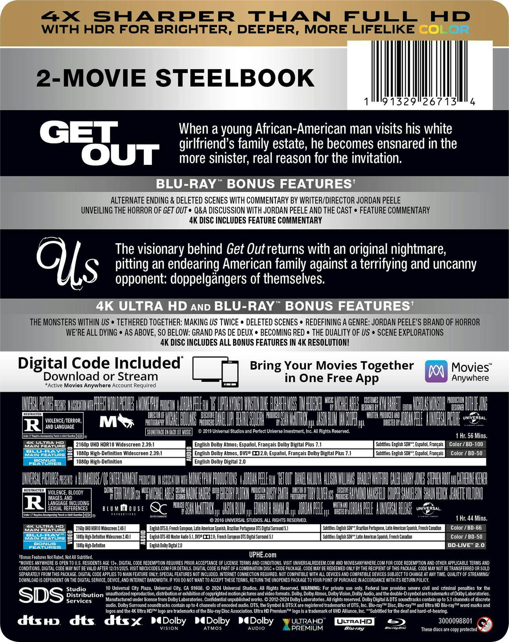 Back. Get Out / Us (Steelbook)   - 4K Blu-Ray.