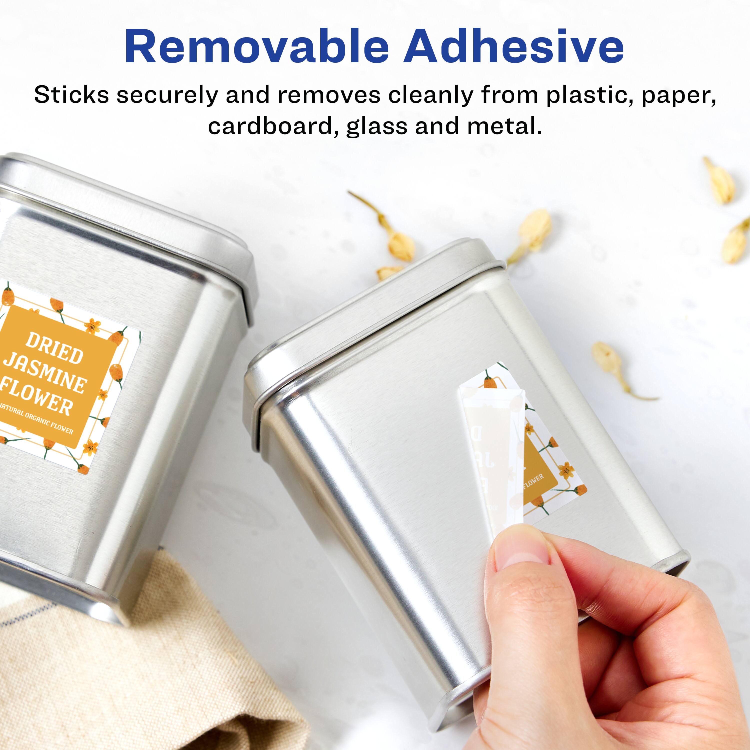 Removable Adhesive Sticks securely and removes cleanly from plastic, paper, cardboard, glass and metal.  
DRIED JASMINE FLOWER  
VIRGIN ORGANIC FLOWER  
DJF 1 - FLOWER