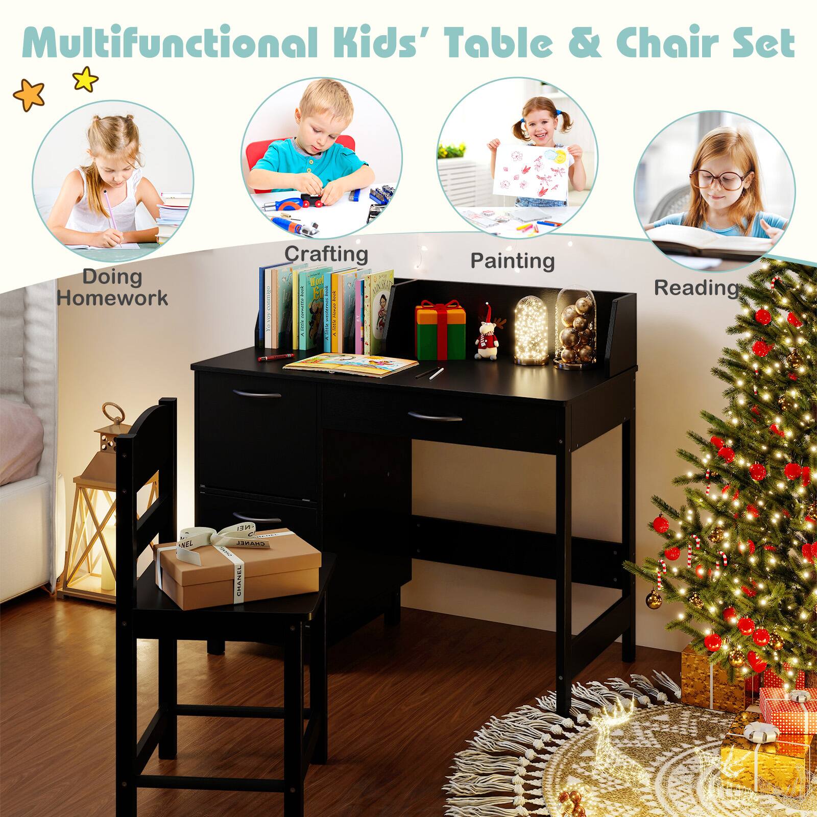 Multifunctional Kids' Table & Chair Set

- Doing Homework
- Crafting
- Painting
- Reading