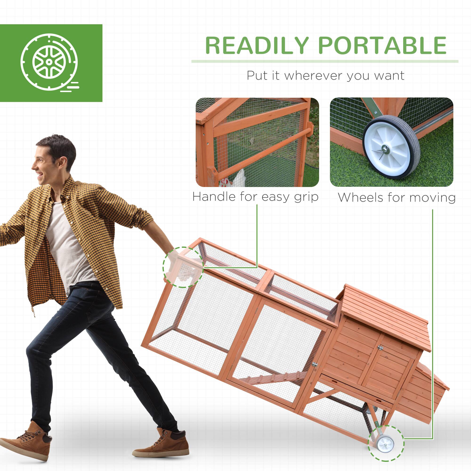 READILY PORTABLE  
Put it wherever you want  

Handle for easy grip  
Wheels for moving