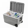 Front. Costway - Costway 103QT Portable Wheeled Ice Cooler with Foldable Pull & Carry Handles for Camping - Gray.