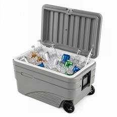 Front. Costway - Costway 103QT Portable Wheeled Ice Cooler with Foldable Pull & Carry Handles for Camping - Gray.