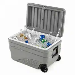 Costway - 103QT Portable Wheeled Ice Cooler with Foldable Pull & Carry Handles for Camping - Gray