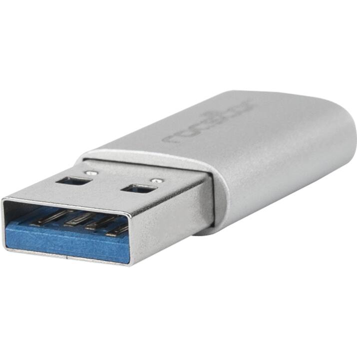 Alt View 4. Rocstor - Rocstor Premium USB 3.0 to USB C Slim Aluminum Adapter - USB Type-C - 1 x Type 1 x USB 3.0 Type Male - 1 x Type C Female - Gray Aluminum.