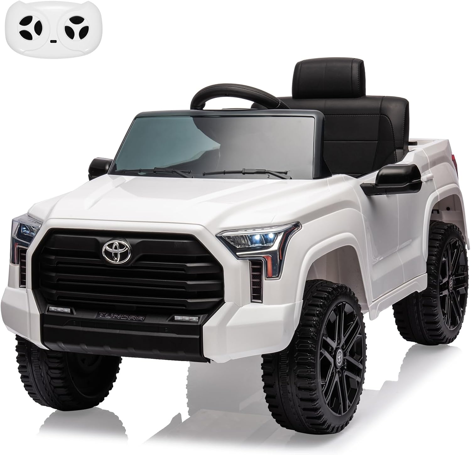 Front. Qeetex - 12V Ride on Car for Kids, Licensed Toyota Ride on Truck, Battery Powered Electric Car with Music, Ride On Toys for Kids - White.