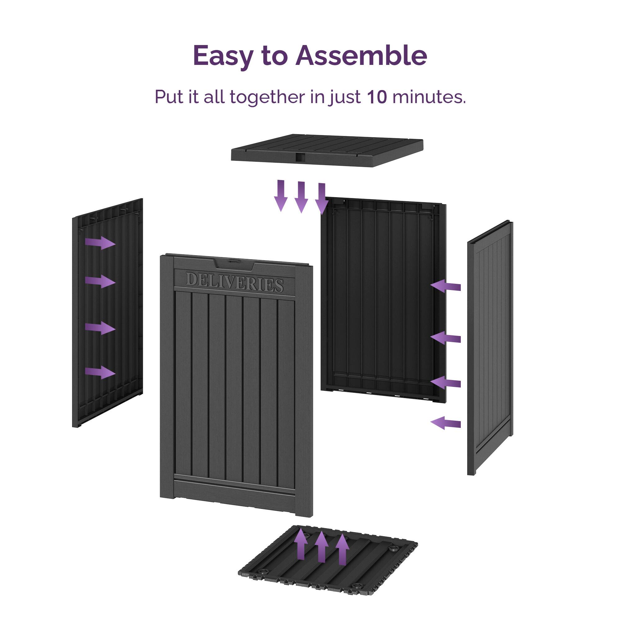 Easy to Assemble  
Put it all together in just 10 minutes.  

DELIVERIES