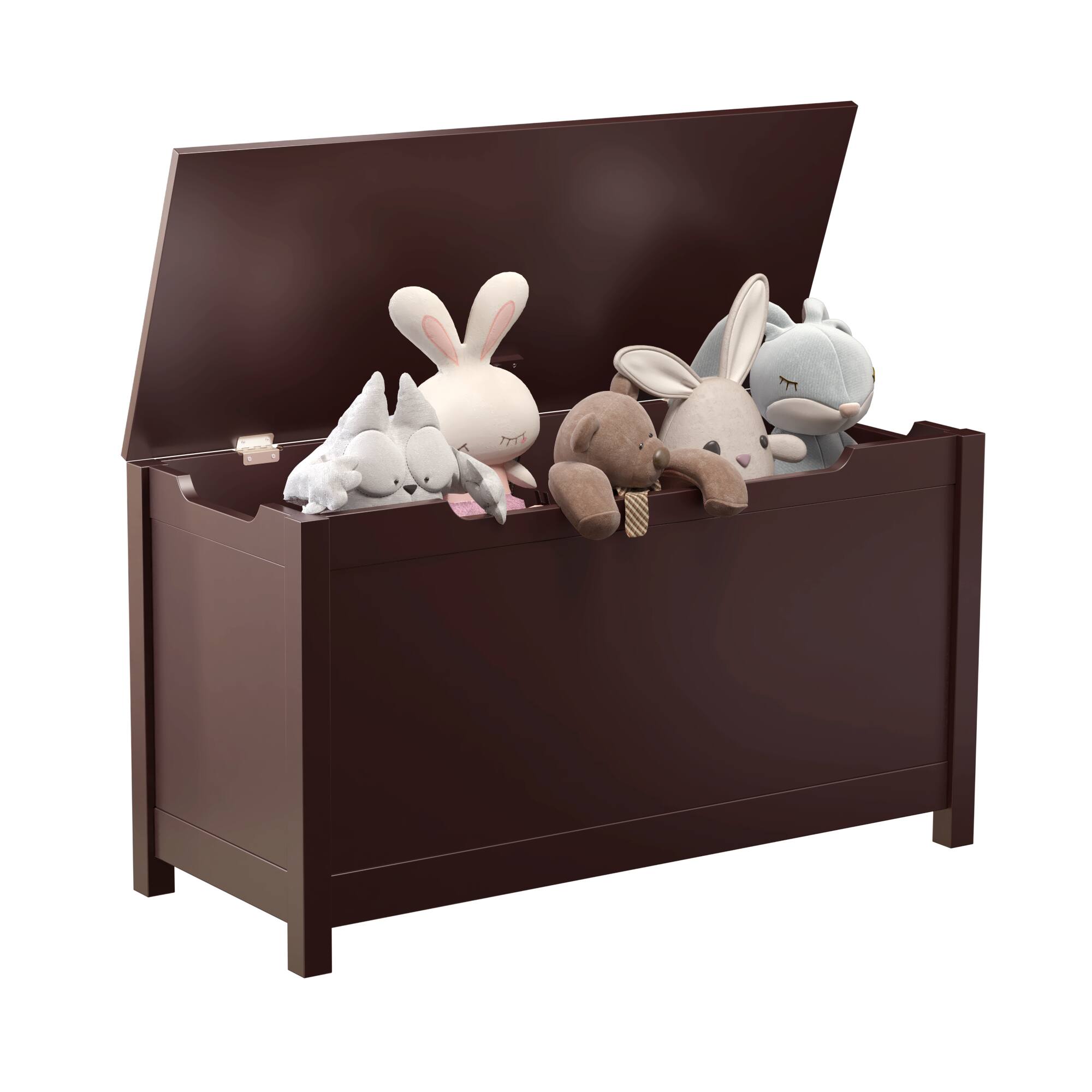 Alt View 2. Z-Edge - Kids Storage Bench, Wooden Toy Box Chest, Large Storage Cabinet with Safety Hinge for Playroom, Living Room or Entryway - Brown.
