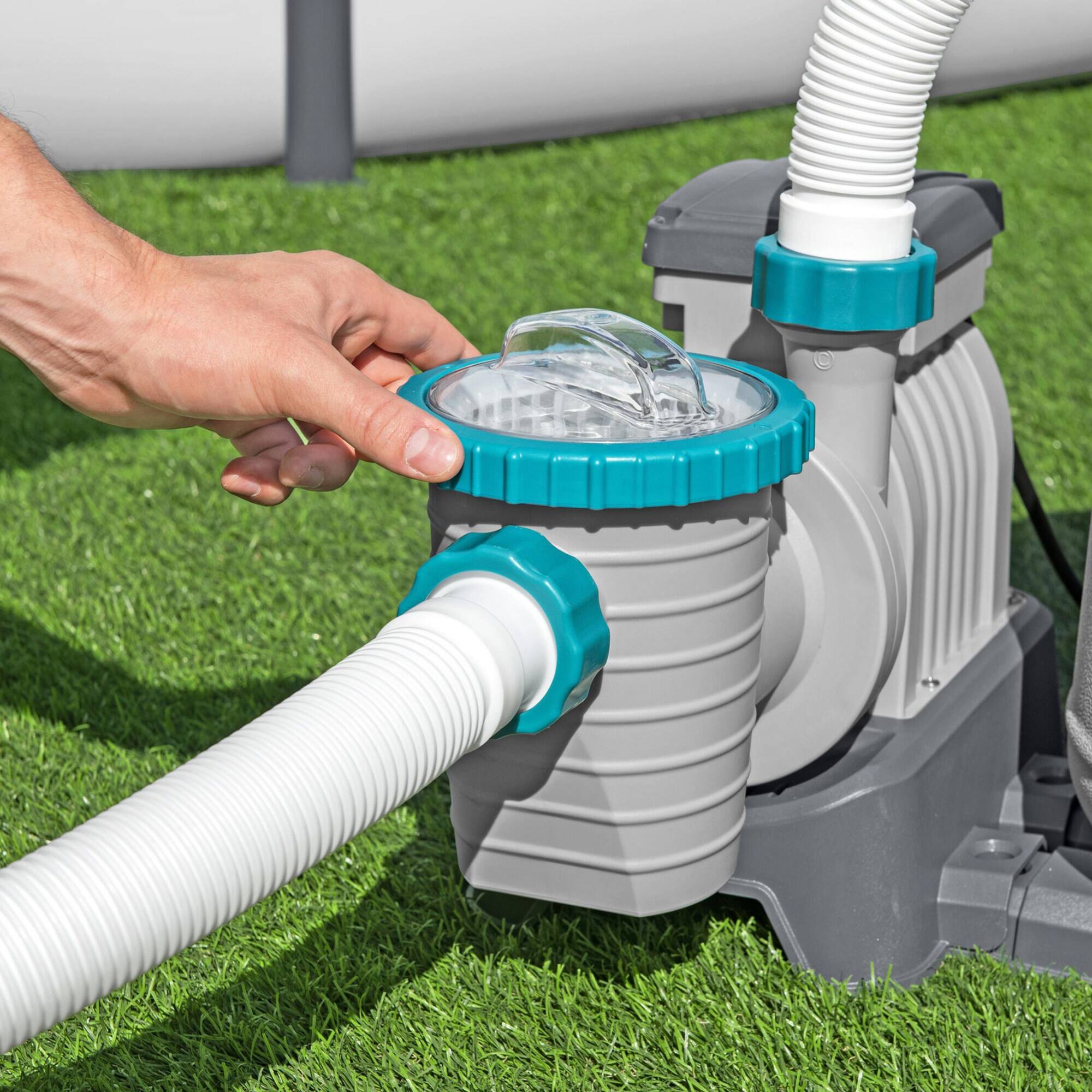 Alt View 7. Bestway - Bestway 1,500 Gallon Sand Filter Pump for Above Ground Outdoor Swimming Pools - Gray.
