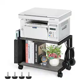 Oumilen - C-Shaped Rolling Printer Stand with Fabric Bag, French - Gray