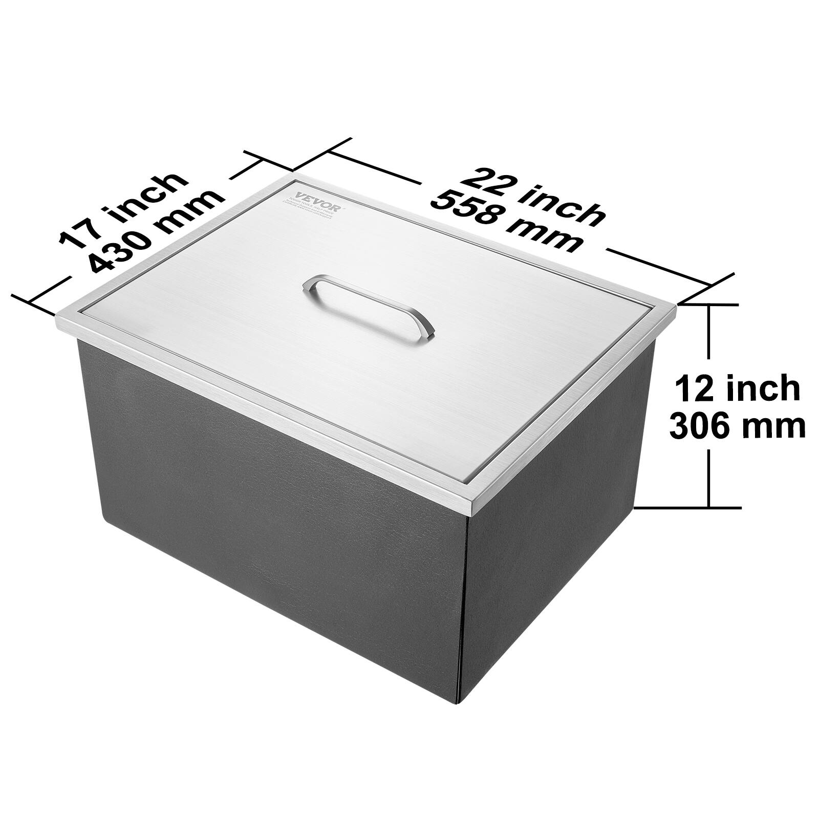 - 17 inch / 430 mm
- 22 inch / 558 mm
- 12 inch / 306 mm