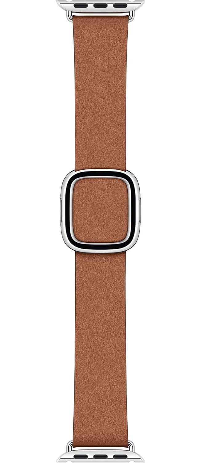 Front. Apple - Apple Watch Band - Modern Buckle (40mm) - Brown- Large - Red.