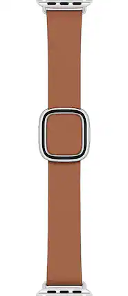 Front. Apple - Apple Watch Band - Modern Buckle (40mm) - Brown- Large - Red.