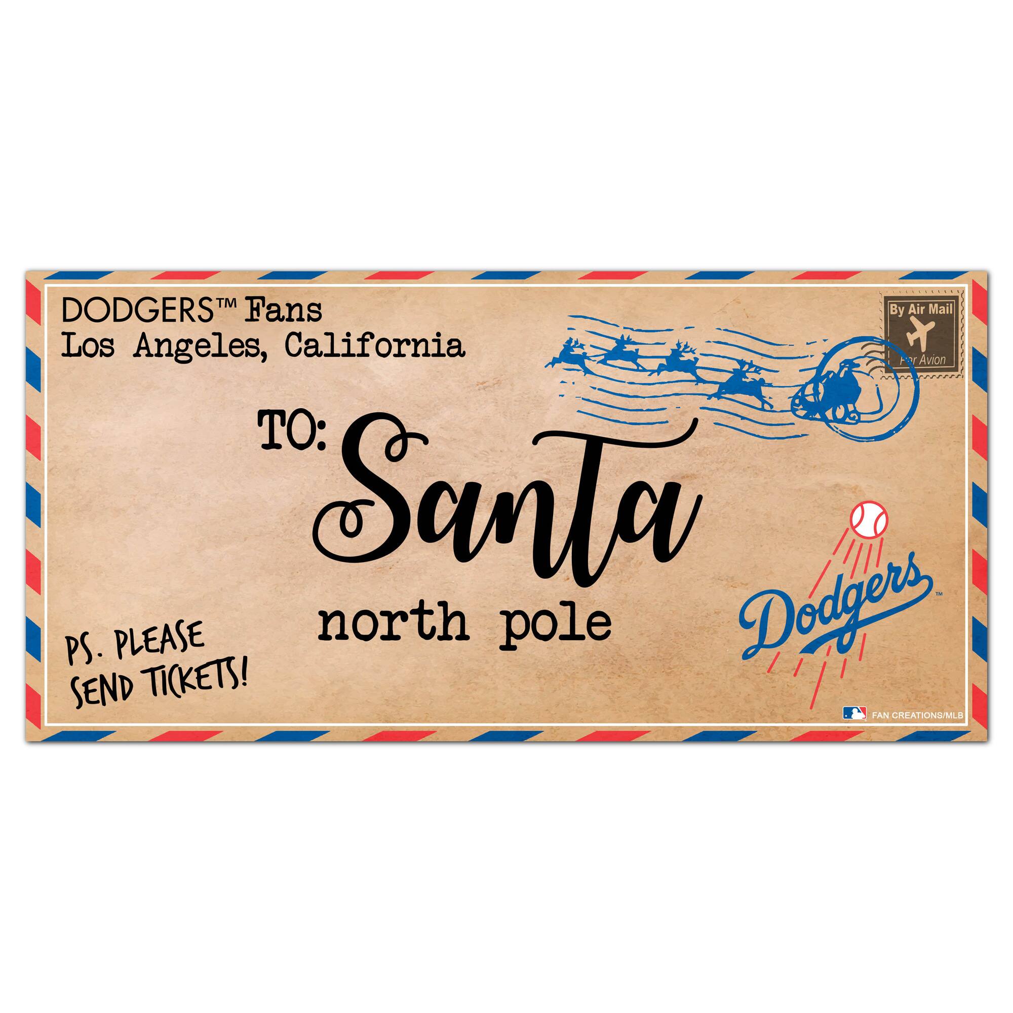 Fan Creations - Los Angeles Dodgers 6'' x 12'' Letter to Santa Sign - Multicolor