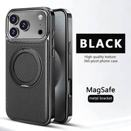 Dteck - Shockproof Magnetic Case for Apple iPhone 17 Pro Max with 360 Rotating Ring Stand, Electroplated Frame Protective Cover - Black