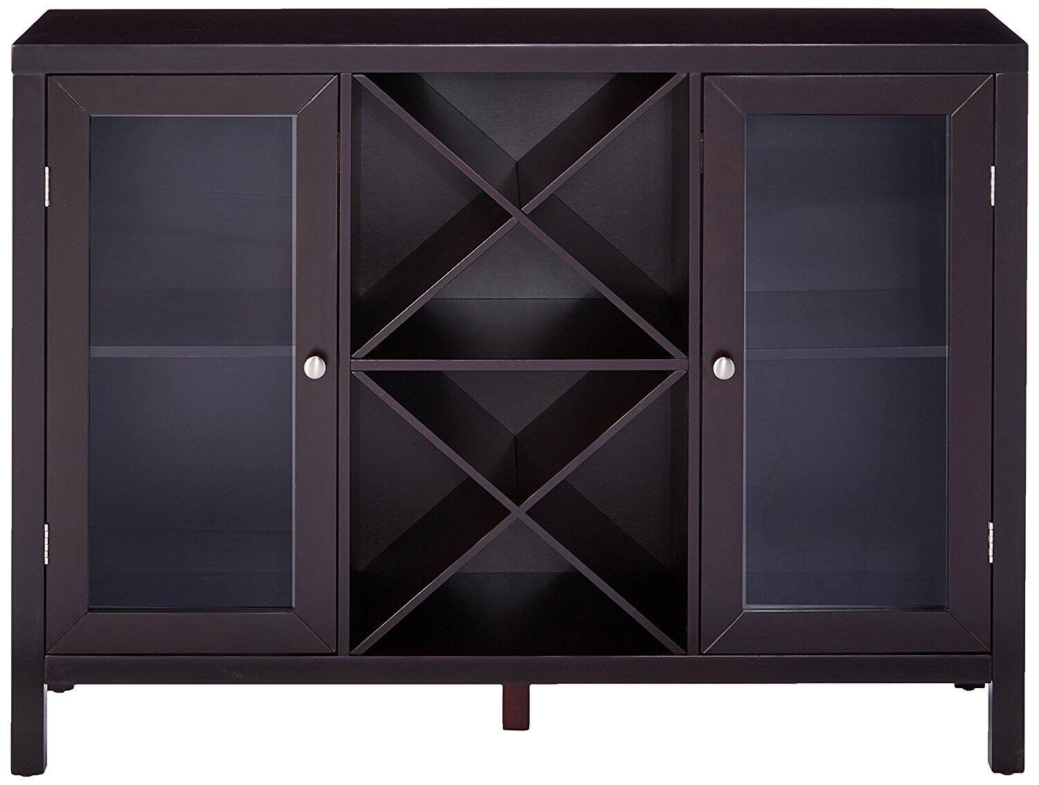 Back. Kings Brand Furniture - Kings Brand Furniture Wine Bar Cabinet for Liquor and Coffee Buffet, Sideboard with Storage Shelves - Dark Brown.