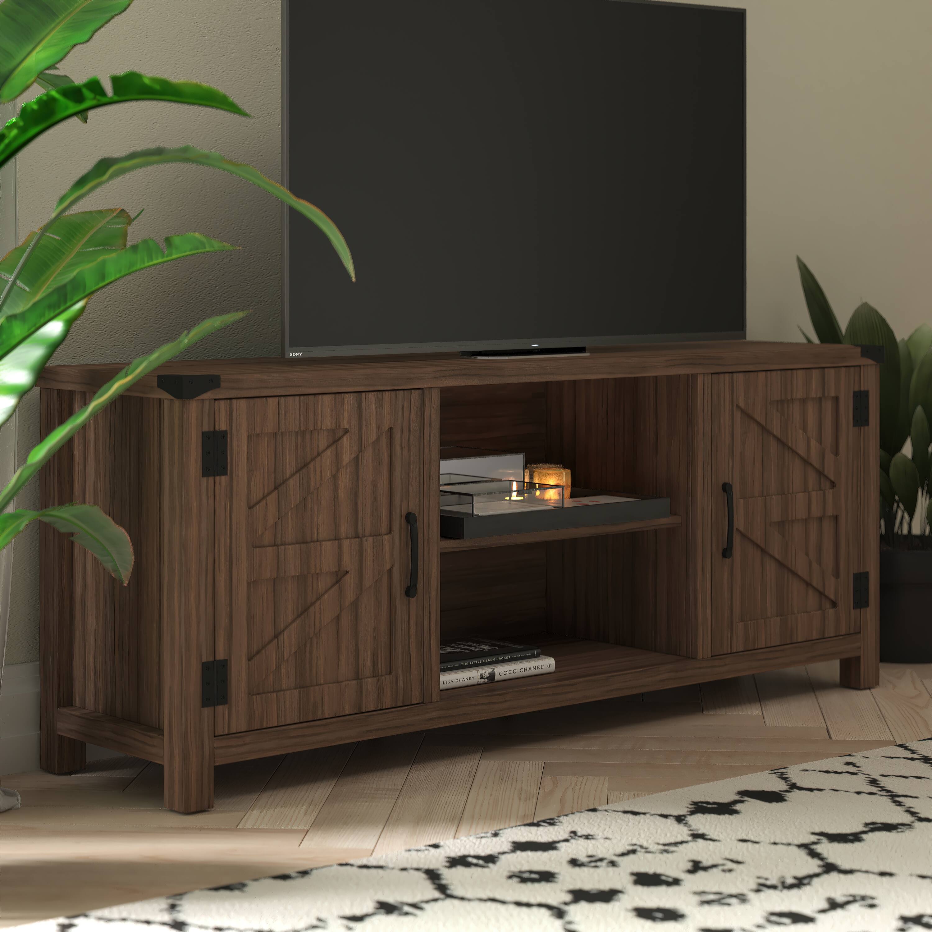 Alt View 13. Alamont Home - 59 Inch Barn Door TV Stand Fits up to 65" TV's with Adjustable Shelf - Gray Wash Oak.