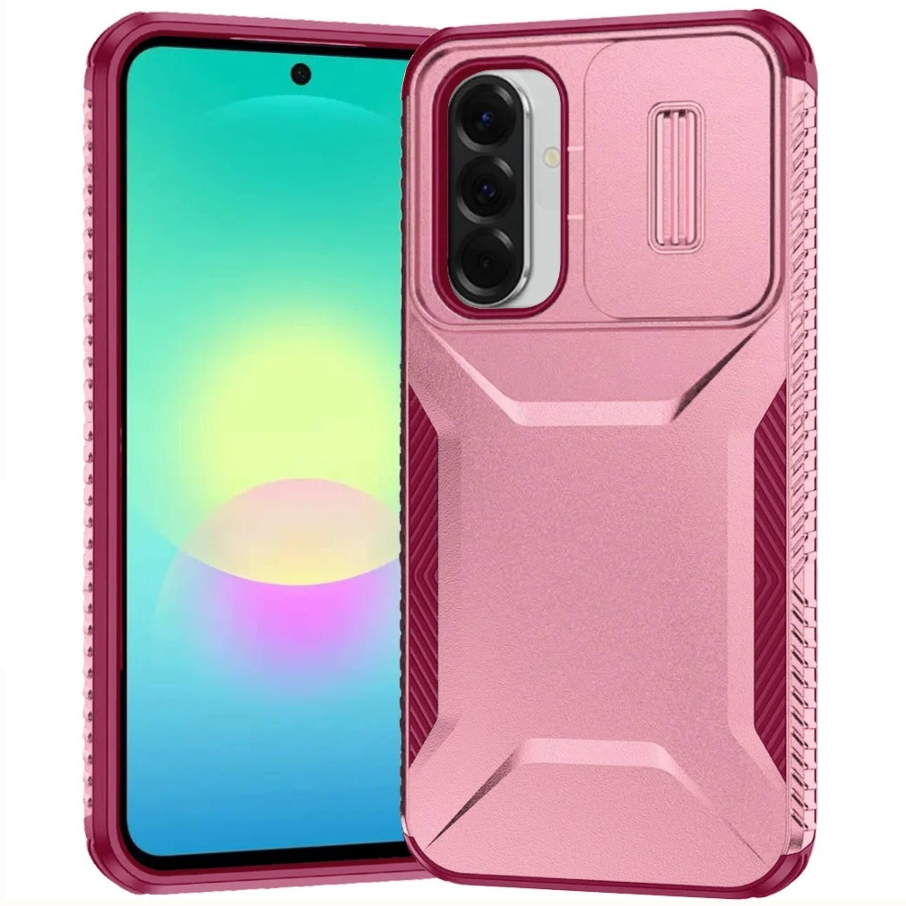 Kitcheniva - Sliding Camera Lens Protection Case With Tempered Glass For Samsung A27 5G - Pink Burgundy price history on PriceWatchPro