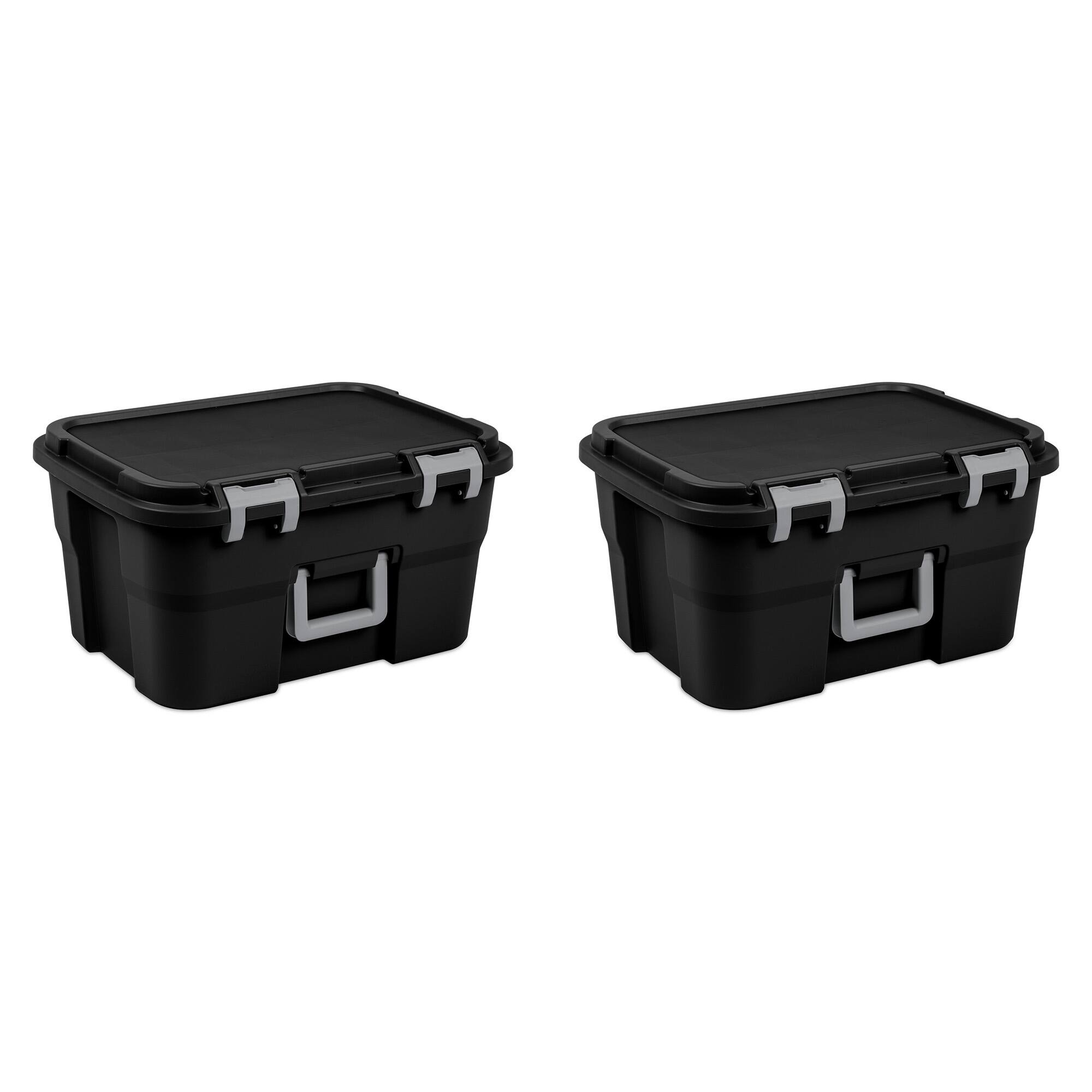 Alt View 6. Sterilite - Sterilite Footlocker, 14 Gal Plastic Storage Container with Lid, Black, 6 Pack.