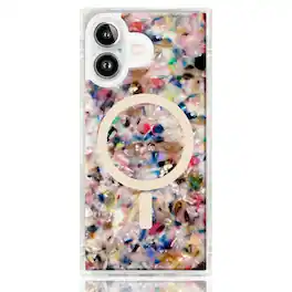FLAUNT - SQUARE iPhone 17 Case with MagSafe - Confetti Tortoise Shell - Rainbow