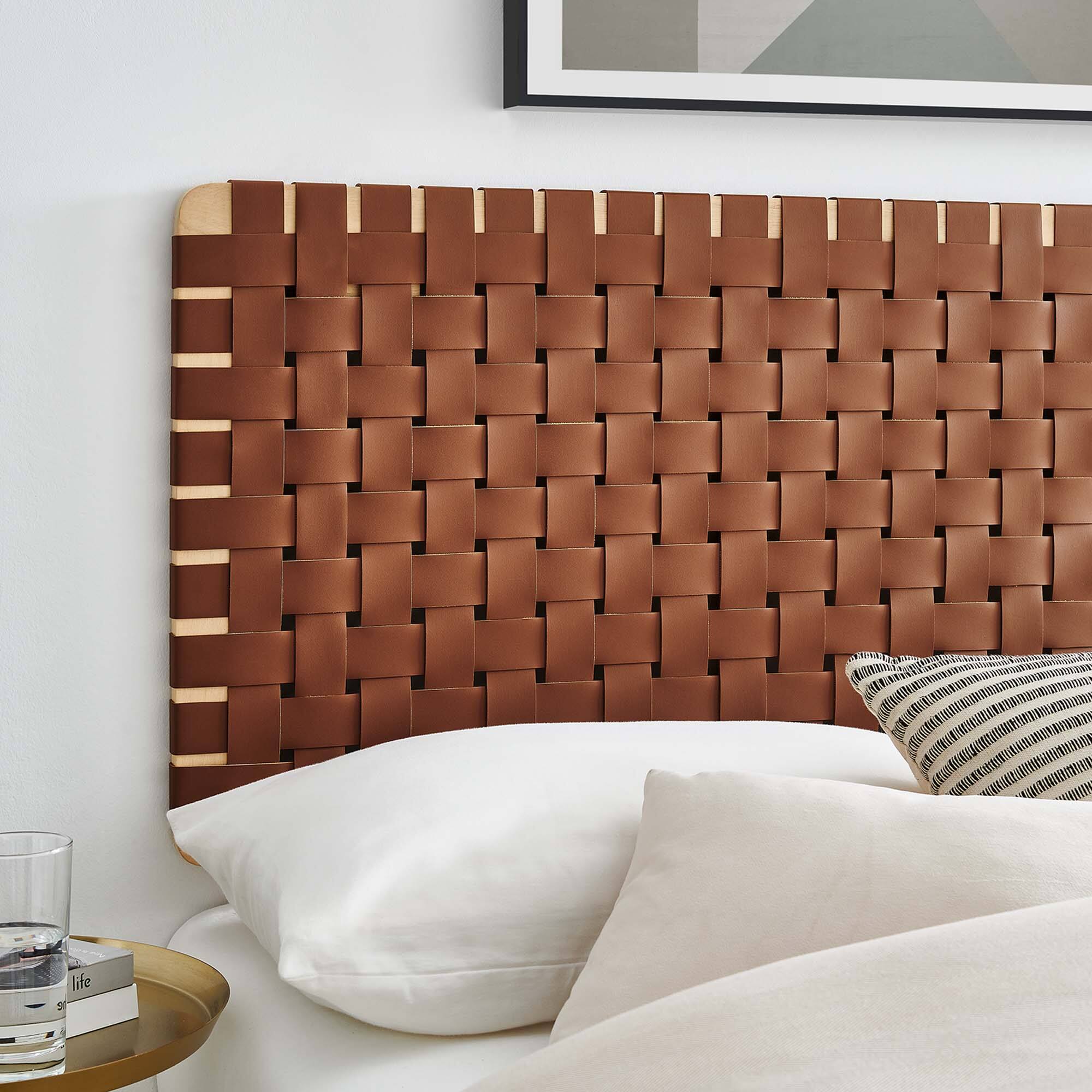 Alt View 3. Modway - Sparta Weave Vegan Leather Full Headboard by Modway - Brown.