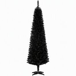 RYHNUYNE - Slim Artificial Christmas Tree With Realistic Branch Tips, Plastic Stand Hinged Design Easy Setup Holiday Decor - Black