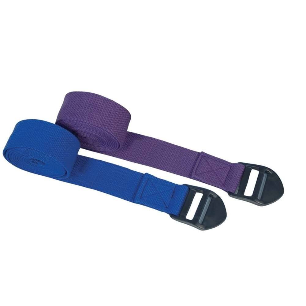 Alt View 1. Power Systems - 6ft Yoga Strap, Adjustable Cotton Blend Stretching Band with Durable PVC Buckle - Blue.