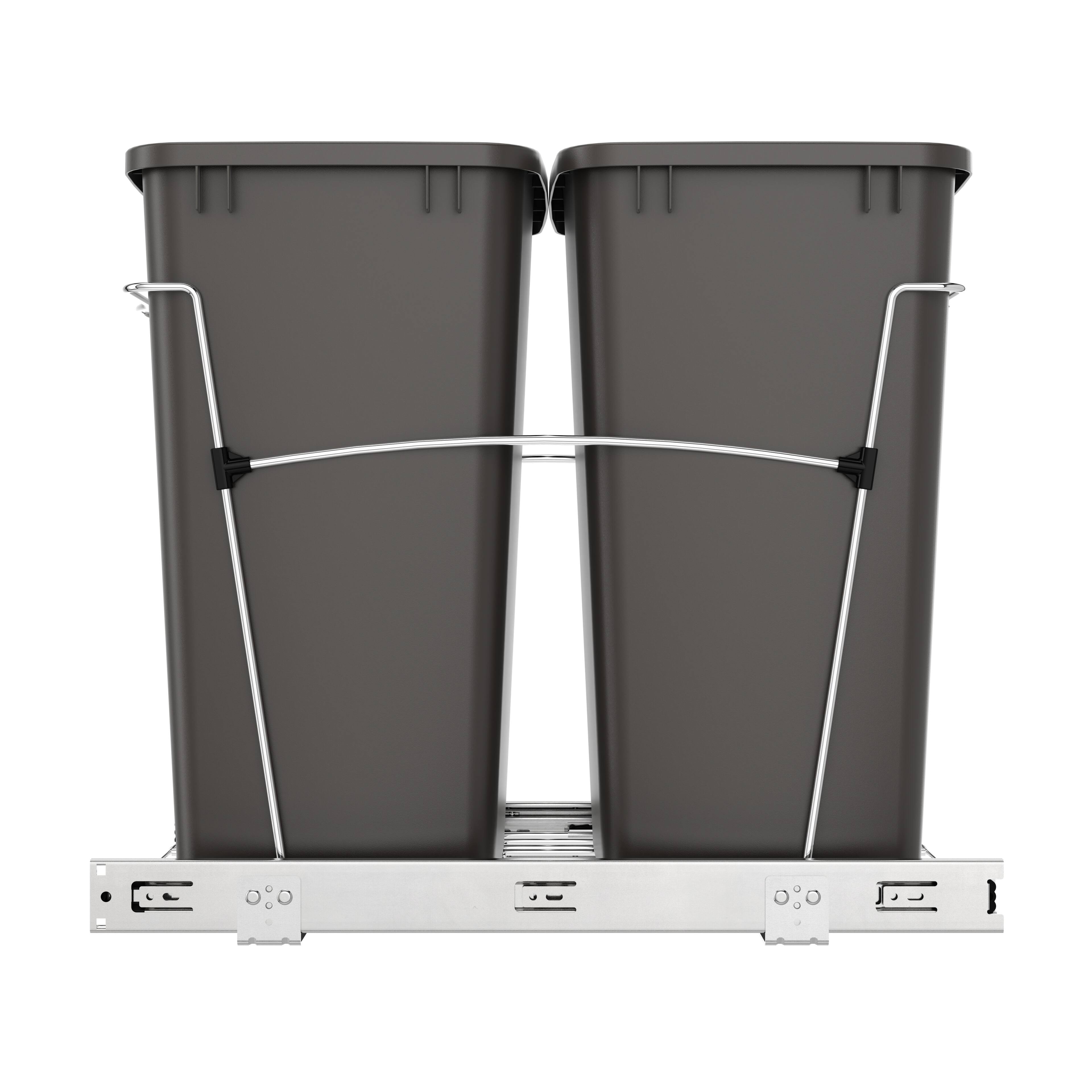 Alt View 8. Rev-A-Shelf - Rev-A-Shelf Double Pullout Trash Can 35 qt. for Kitchen, Gray, RV-18KD-13C-S - Orion Gray.