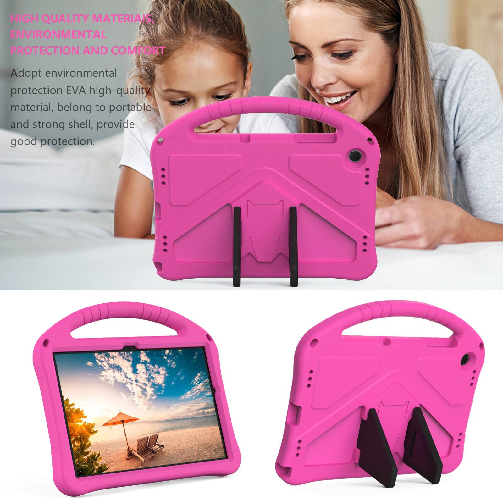 HIGH QUALITY MATERIALS, ENVIRONMENTAL PROTECTION AND COMFORT

Adopt environmental protection EVA high-quality material, belong to portable and strong shell, provide good protection.