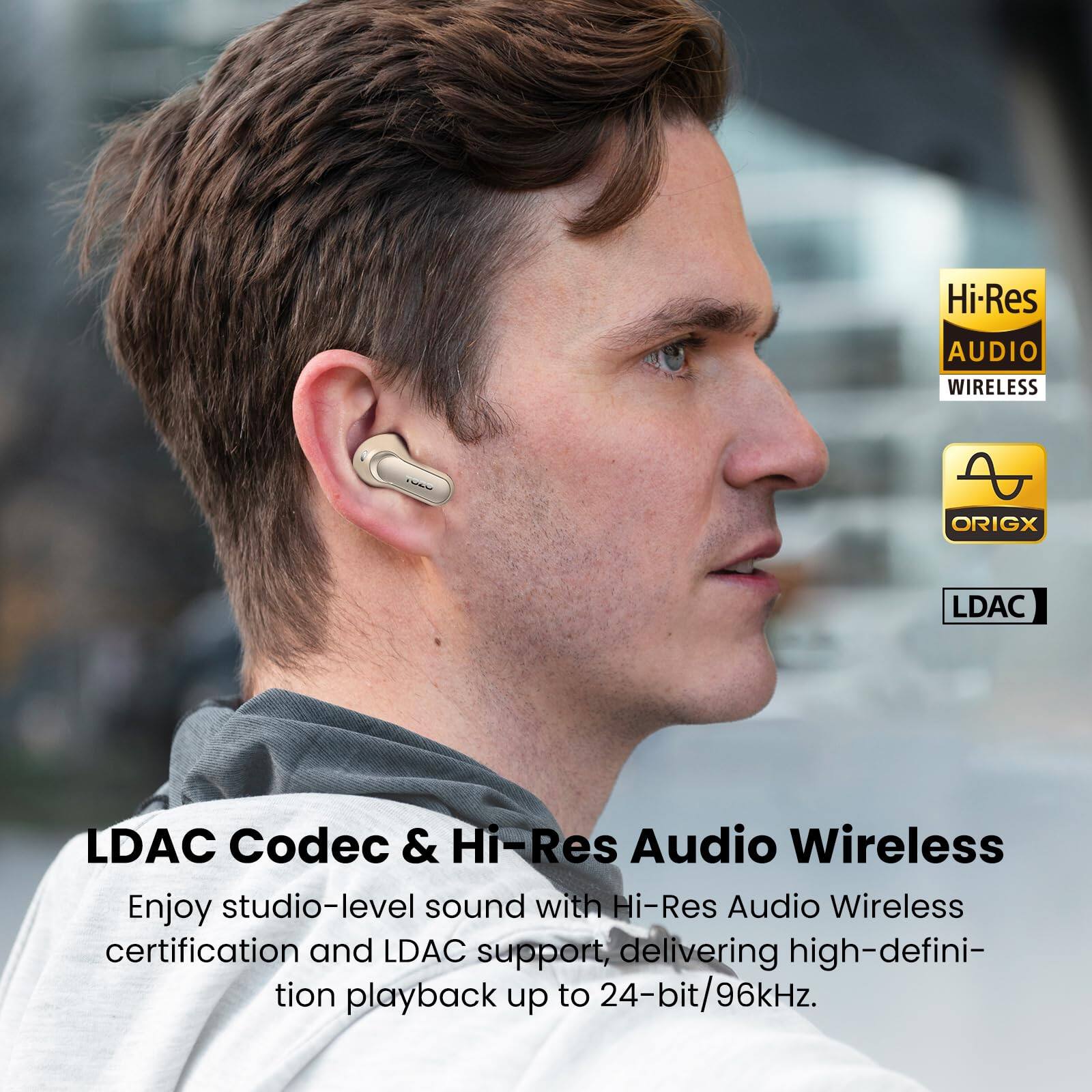 LDAC Codec & Hi-Res Audio Wireless

Enjoy studio-level sound with Hi-Res Audio Wireless certification and LDAC support, delivering high-definition playback up to 24-bit/96kHz.