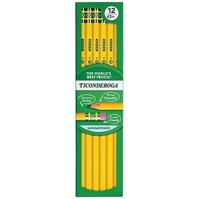 12 #3H  
THE WORLD'S BEST PENCIL  
TICONDEROGA  
Sharpens Evenly  
Writes Smoothly  
Erases Cleanly  
UNSHARPENED