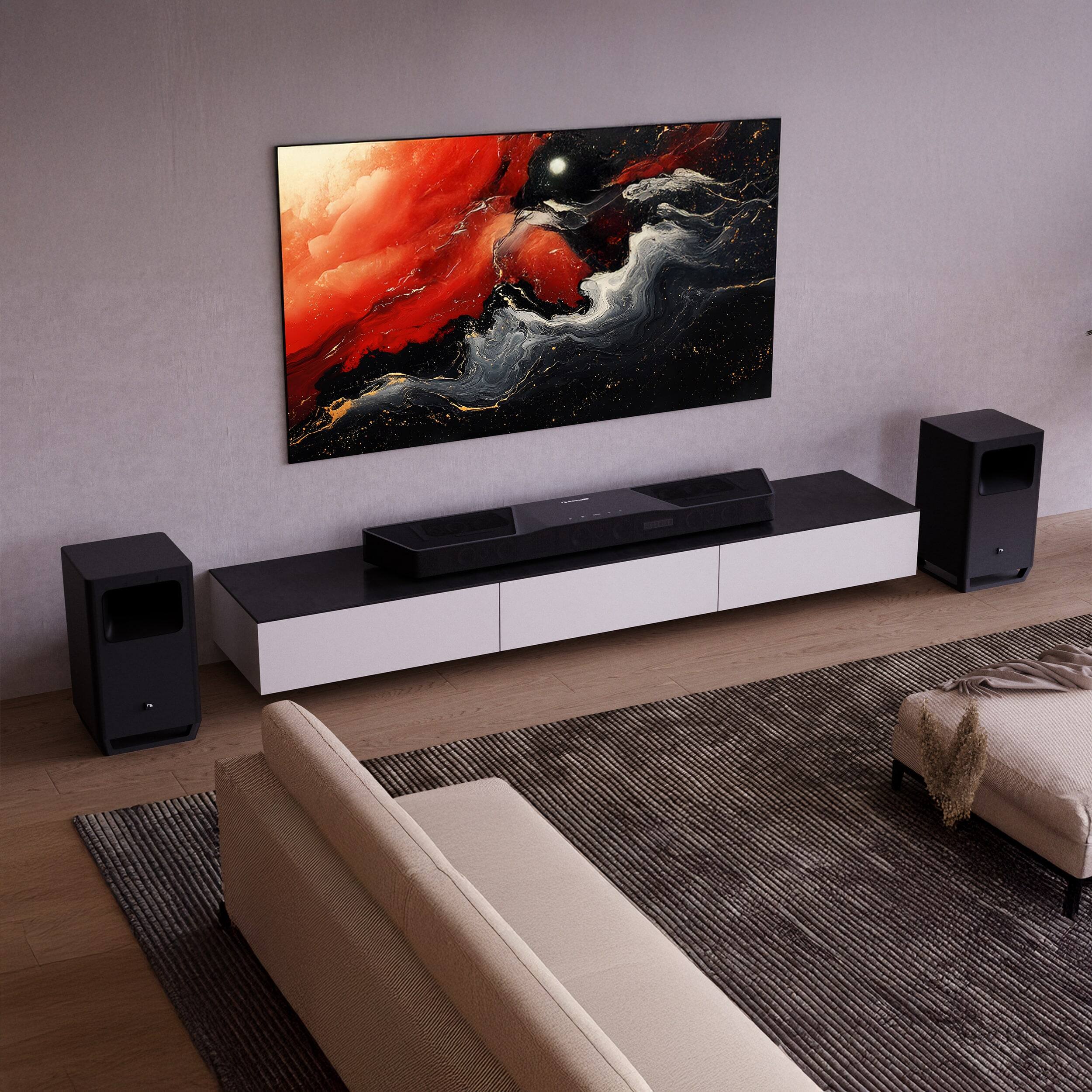 Alt View 9. Nakamichi - Shockwafe Wireless 11.2.6-Ch 2300W Dolby Atmos Soundbar w/ Dual 10" Subwoofers, 6 Height Channels, 31 Punktkilde Drivers - Black.