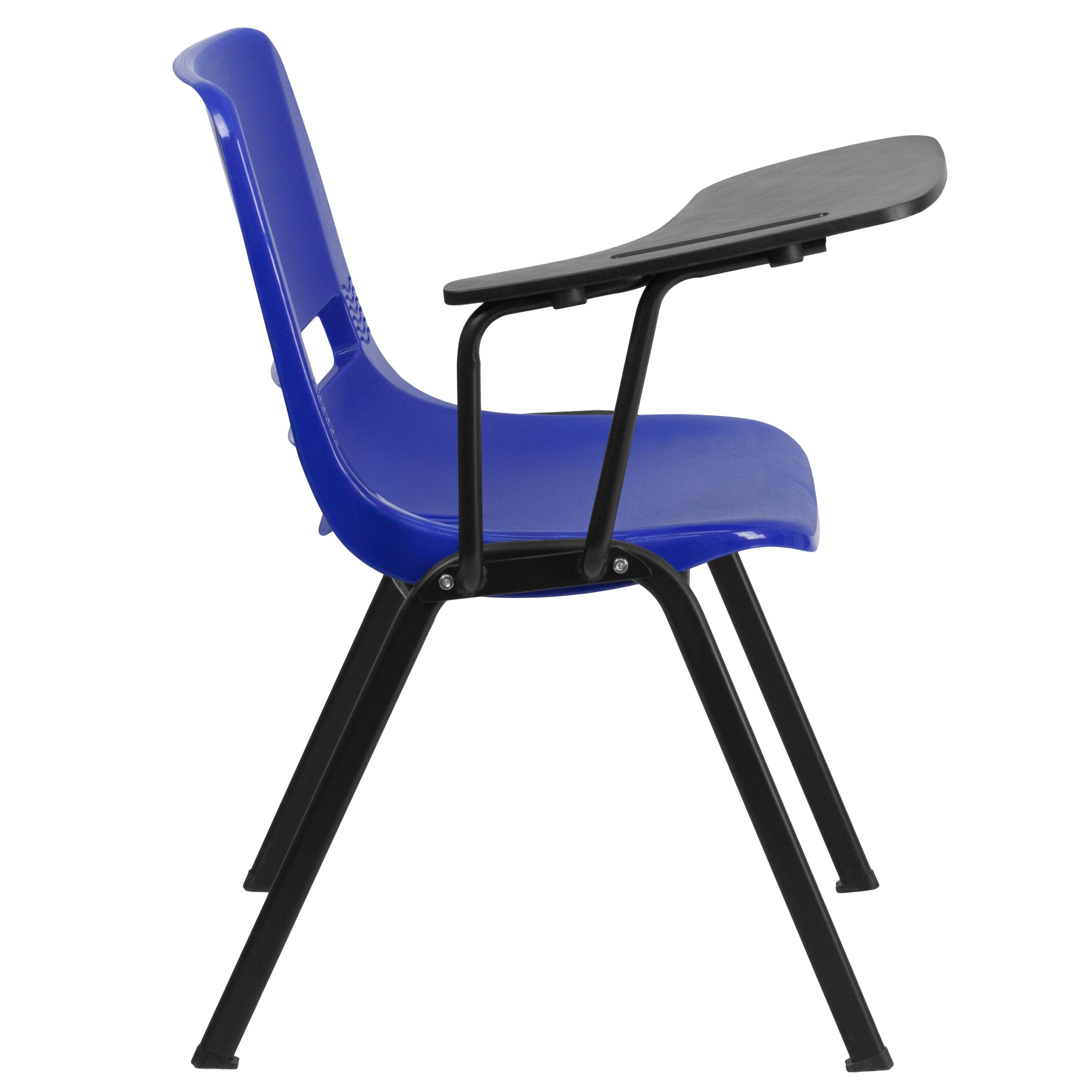 Alt View 4. Emma + Oliver - Ergonomic Shell Chair with Right Handed Flip-Up Tablet - Tablet Arm Desk - Blue.