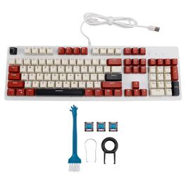 Topteng - 104-Key Hot-Swappable Mechanical Keyboard -Linear Switches, RGB Lighting, PBT Keycaps & Metal Top Plate for Gaming - White