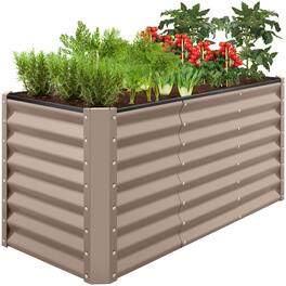 Best Choice Products - 4x2x2ft Outdoor Metal Raised Garden Bed, Planter Box for Vegetables, Flowers, Herbs - Taupe