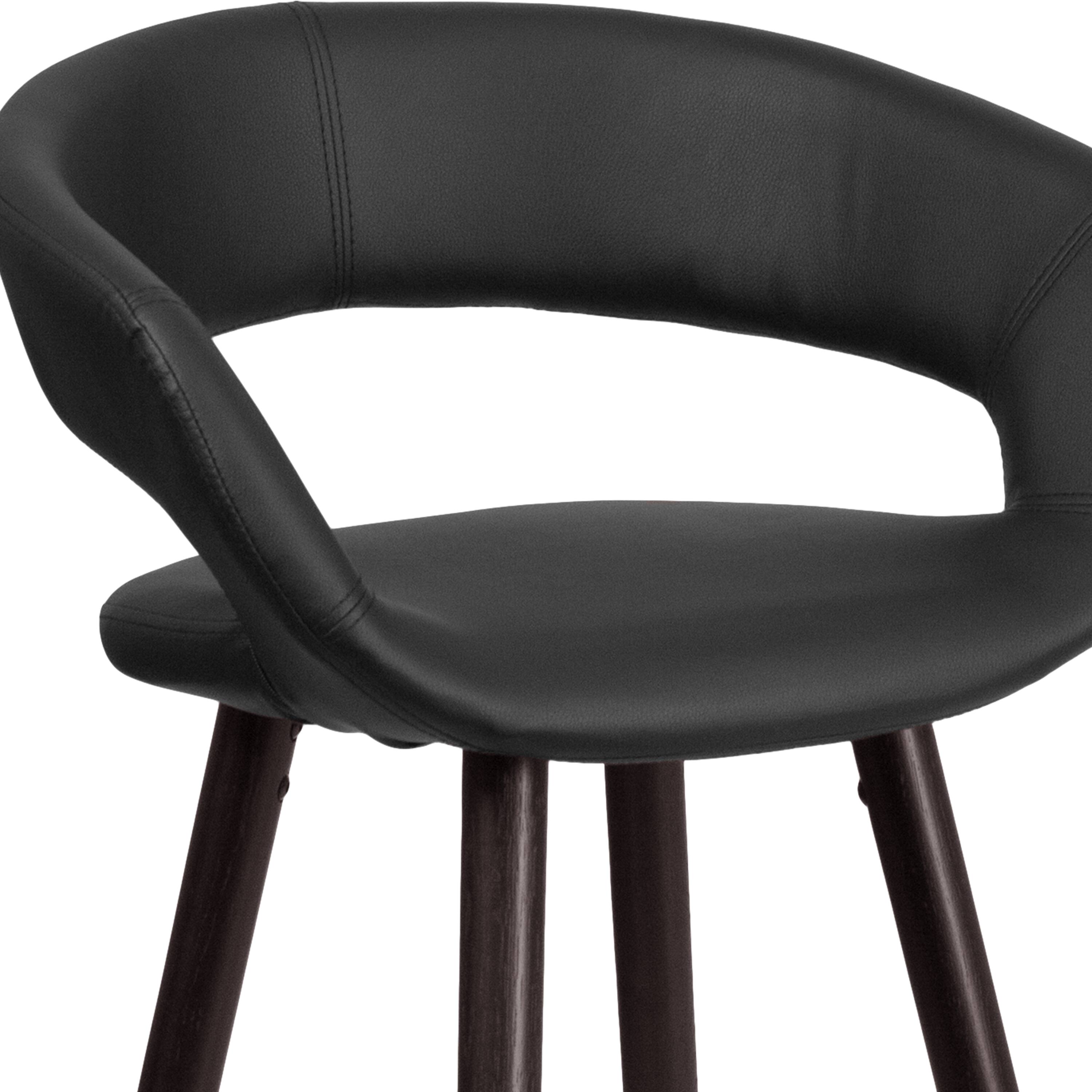 Alt View 9. Emma + Oliver - 29"H Wood Rounded Open Back Barstool - Black.