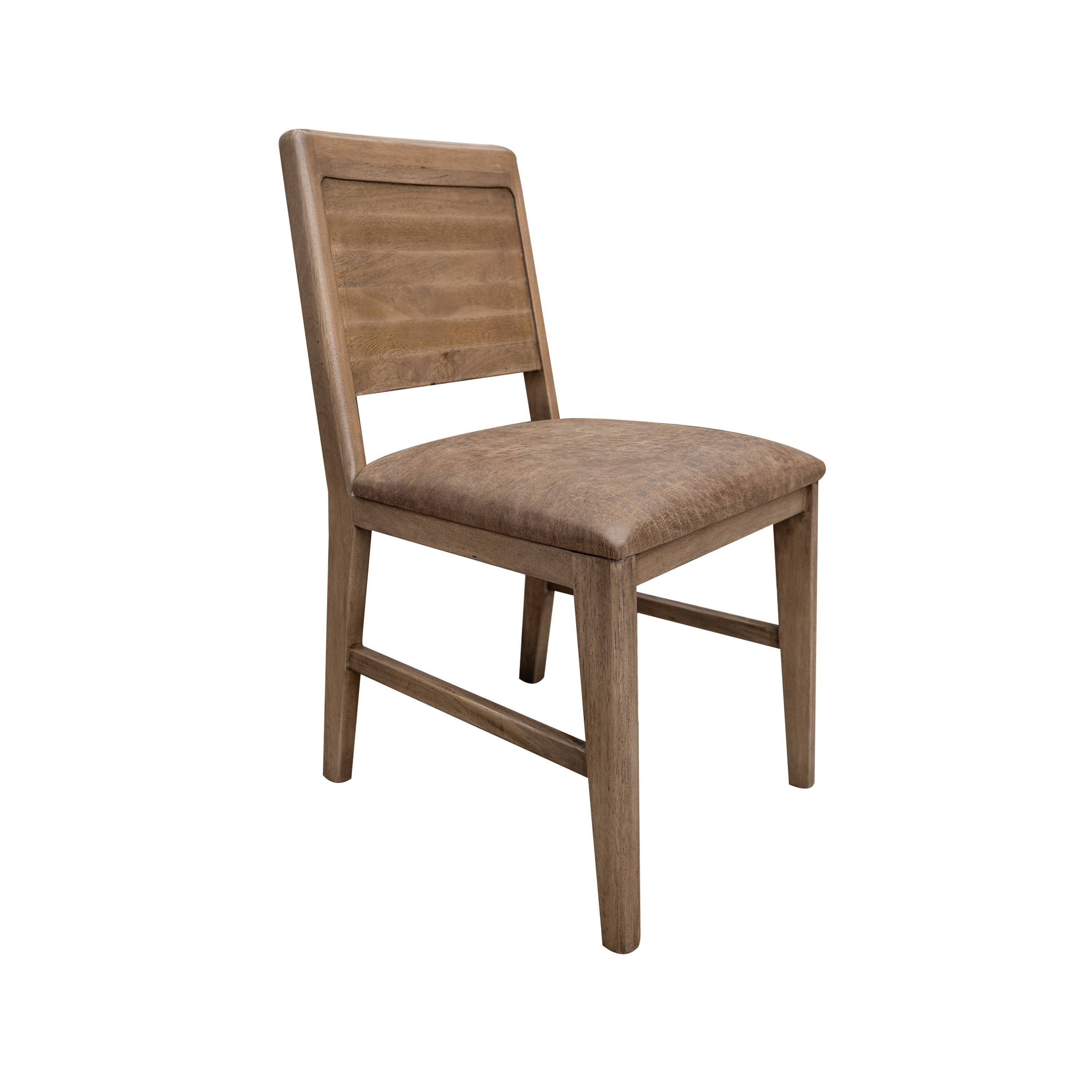 Front. Manhattan Lane - Okai Dining Side Chair Set of 2, Panel Backrest, Padded, Brown Solid Wood - Brown.