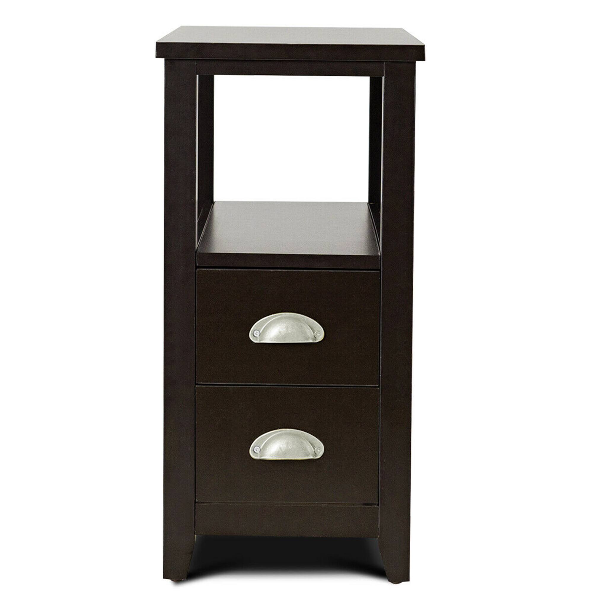 Alt View 9. Gymax - Gymax Set of 2 End Bedside Table Rectangular Nightstand W/ 2 Drawers & Shelf Espresso - Espresso.