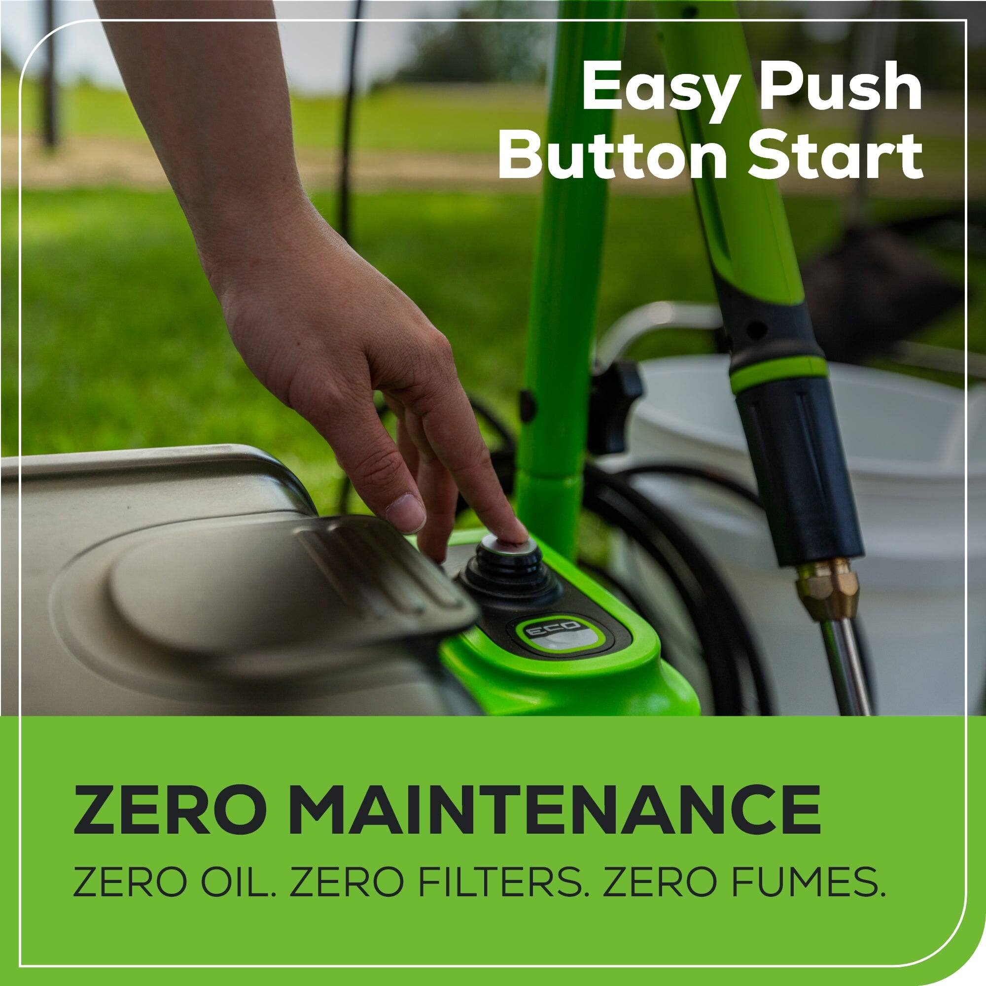 Easy Push Button Start  
EEG ZERO MAINTENANCE  
ZERO OIL. ZERO FILTERS. ZERO FUMES.
